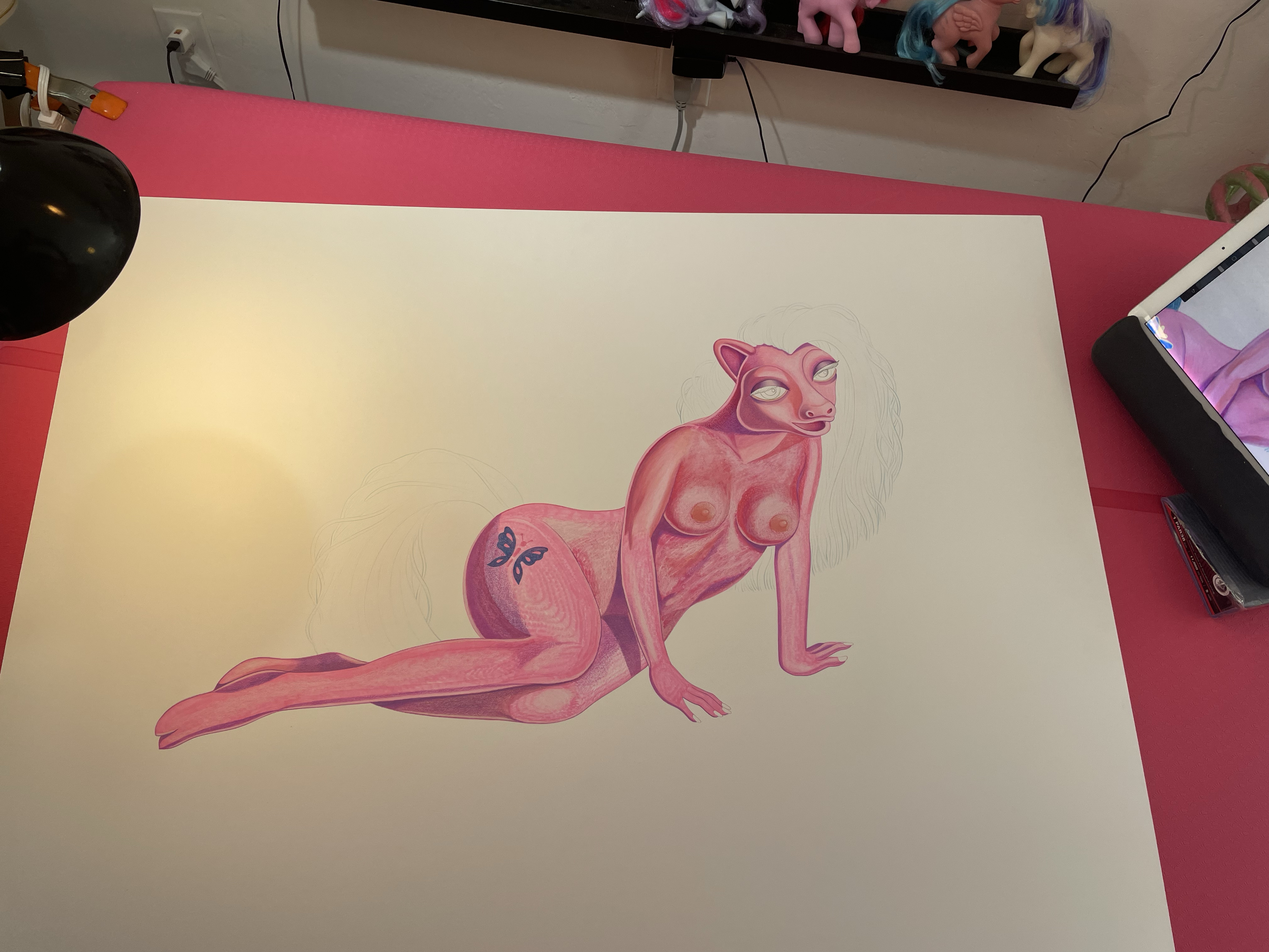 Matt Furie drawing Lil Fluttershy - close up